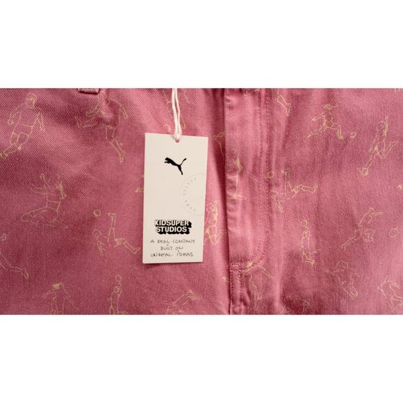 Puma x KidSuper Studios Pink Wide Leg Pants Women’s L Collab Streetwear - Picture 5 of 6